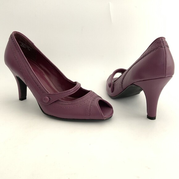 JL Studio Peep Toe Mary Jane Heels Maroon 7.5 - Picture 3 of 12